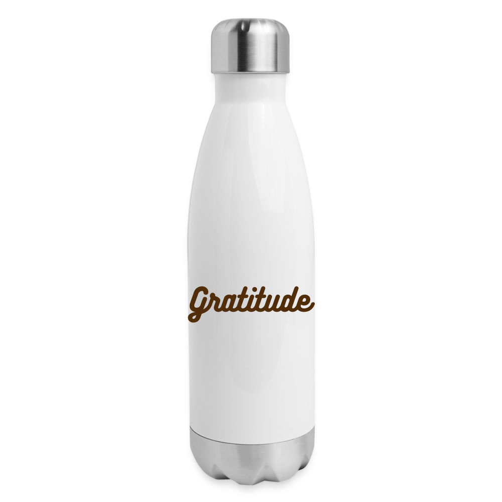 Grateful and Love Insulated Stainless Steel Water Bottle - white