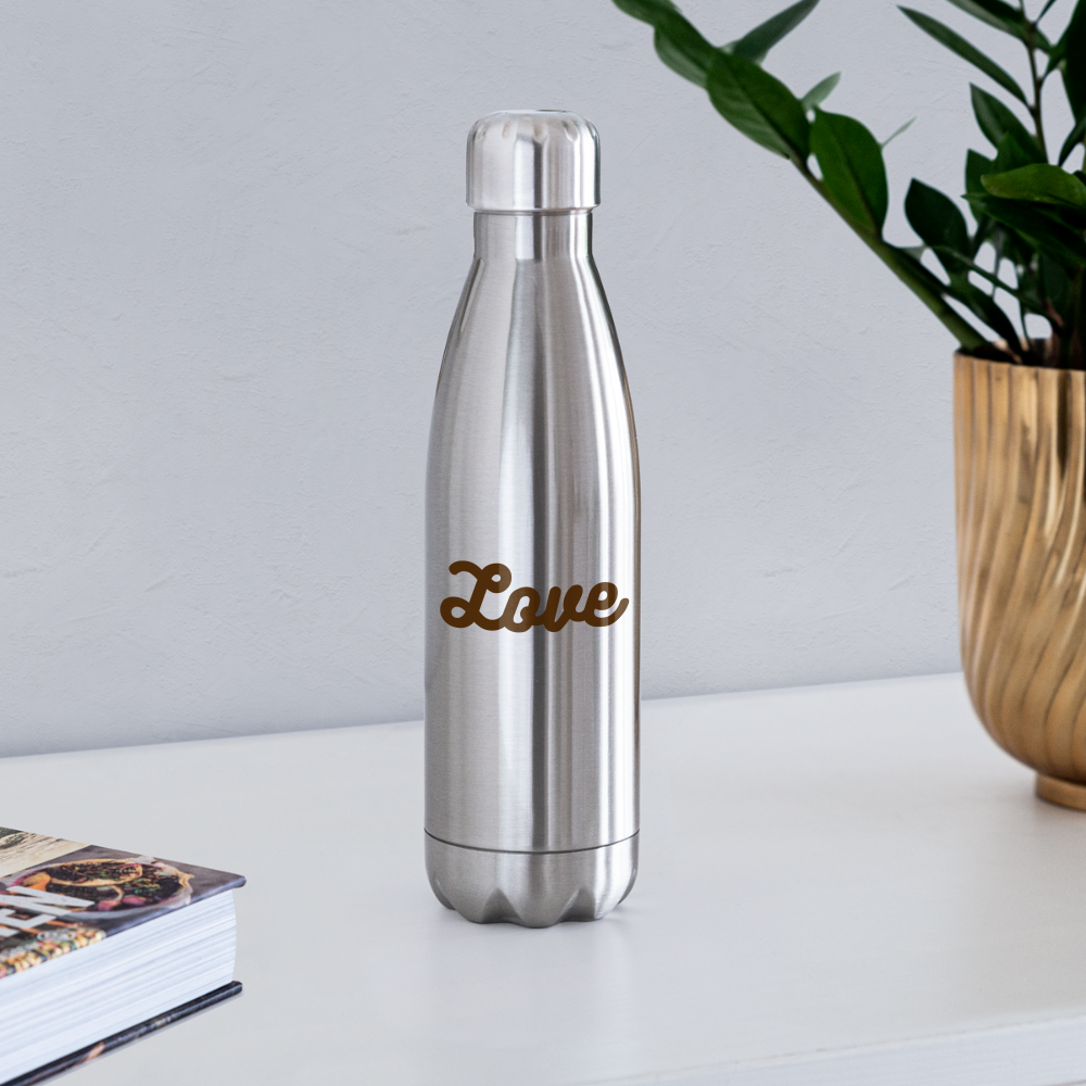 Grateful and Love Insulated Stainless Steel Water Bottle - silver