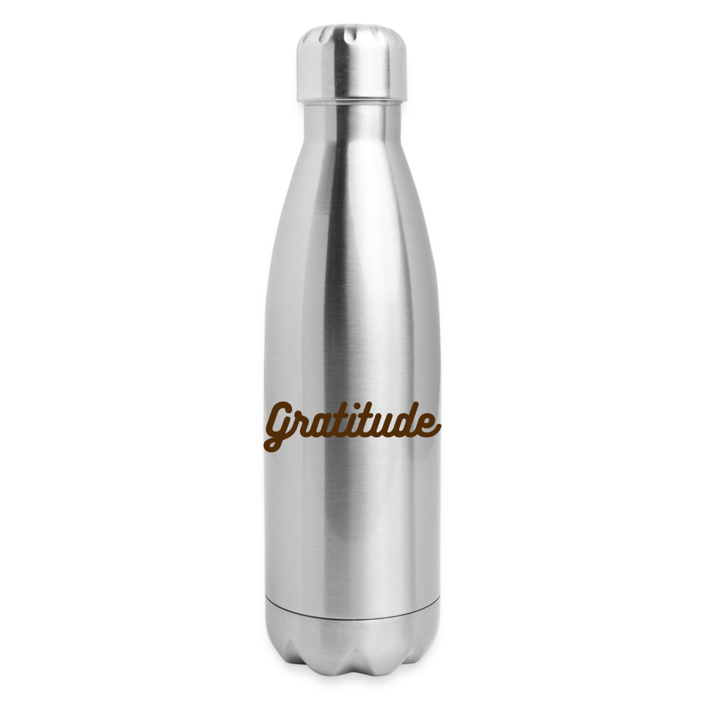 Grateful and Love Insulated Stainless Steel Water Bottle - silver
