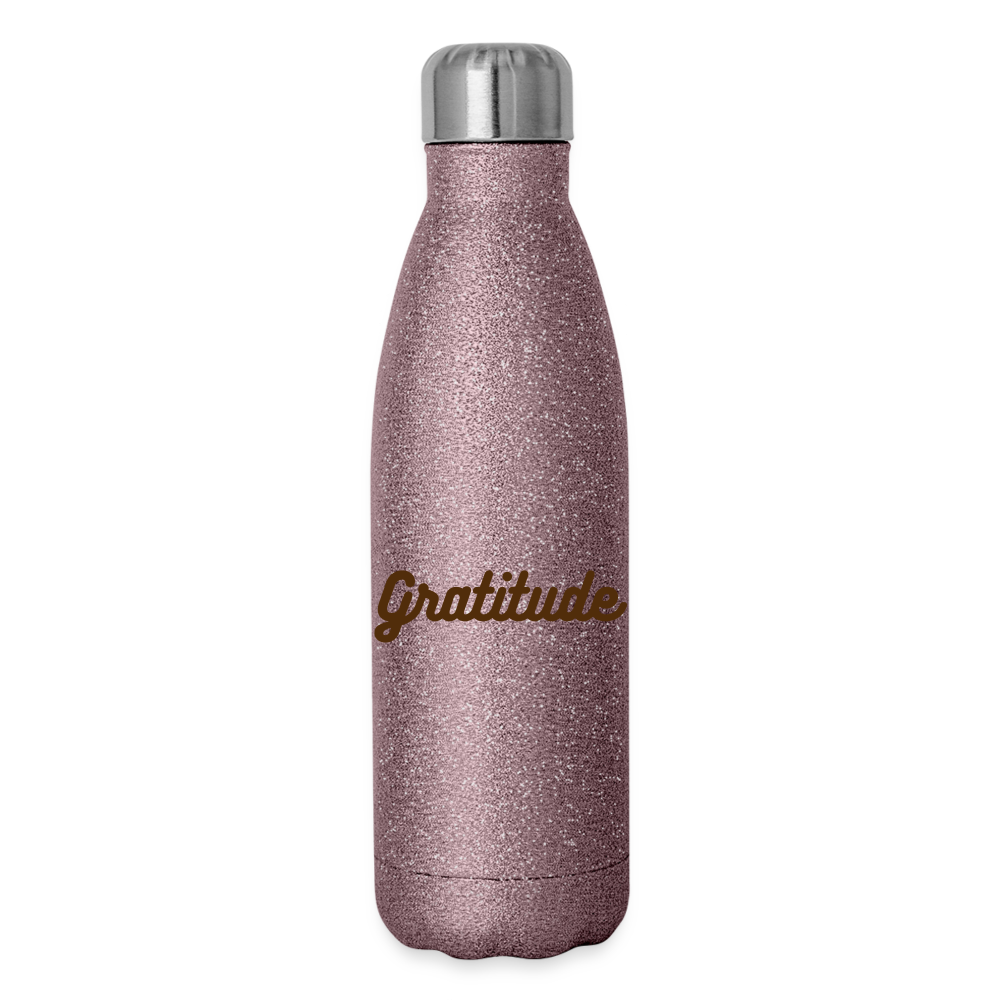 Grateful and Love Insulated Stainless Steel Water Bottle - pink glitter