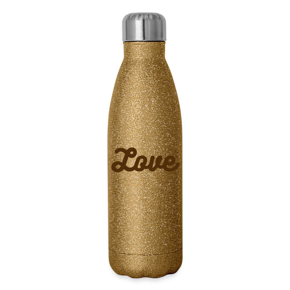 Grateful and Love Insulated Stainless Steel Water Bottle - gold glitter
