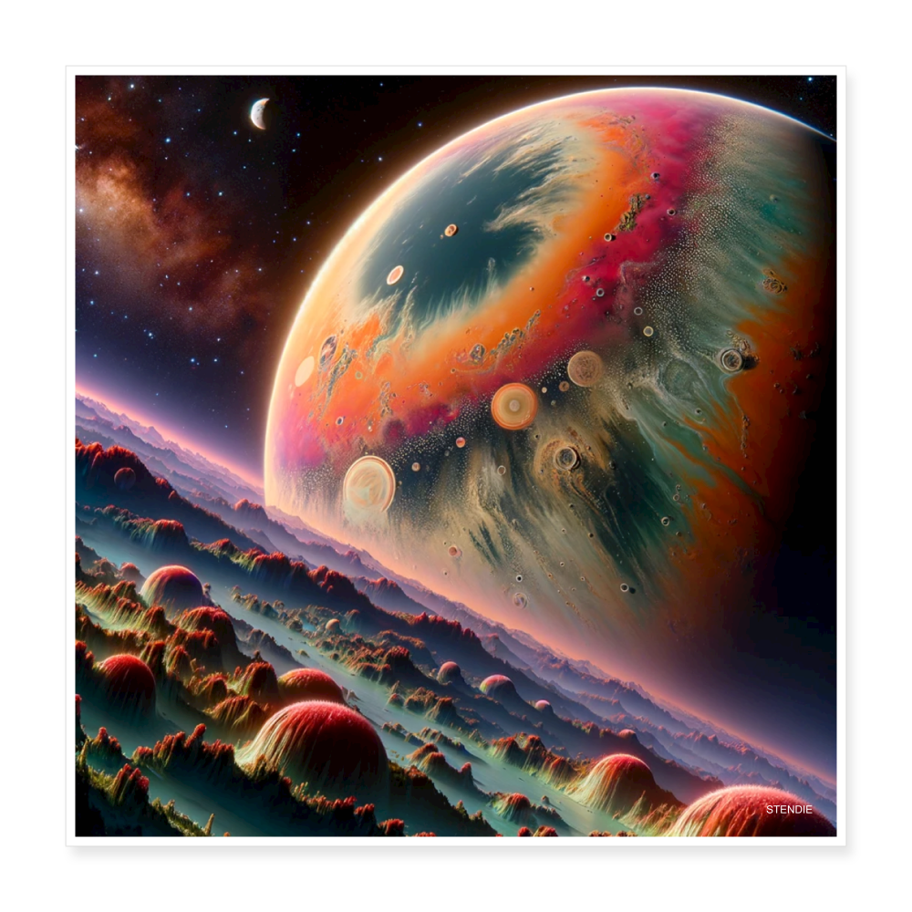 Planet Rendering Poster 16x16 - white