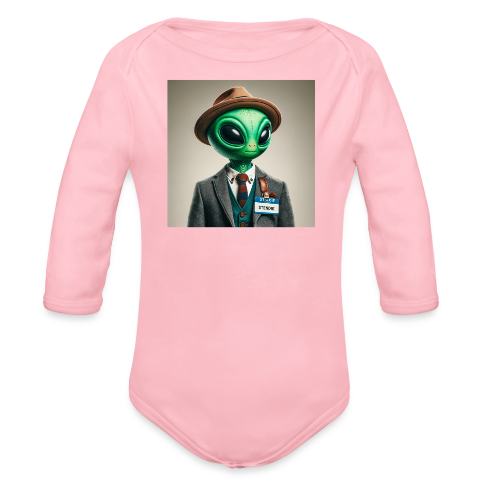 Cutest little Alien Long Sleeve Baby Bodysuit - light pink