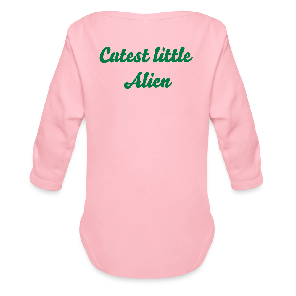 Cutest little Alien Long Sleeve Baby Bodysuit - light pink