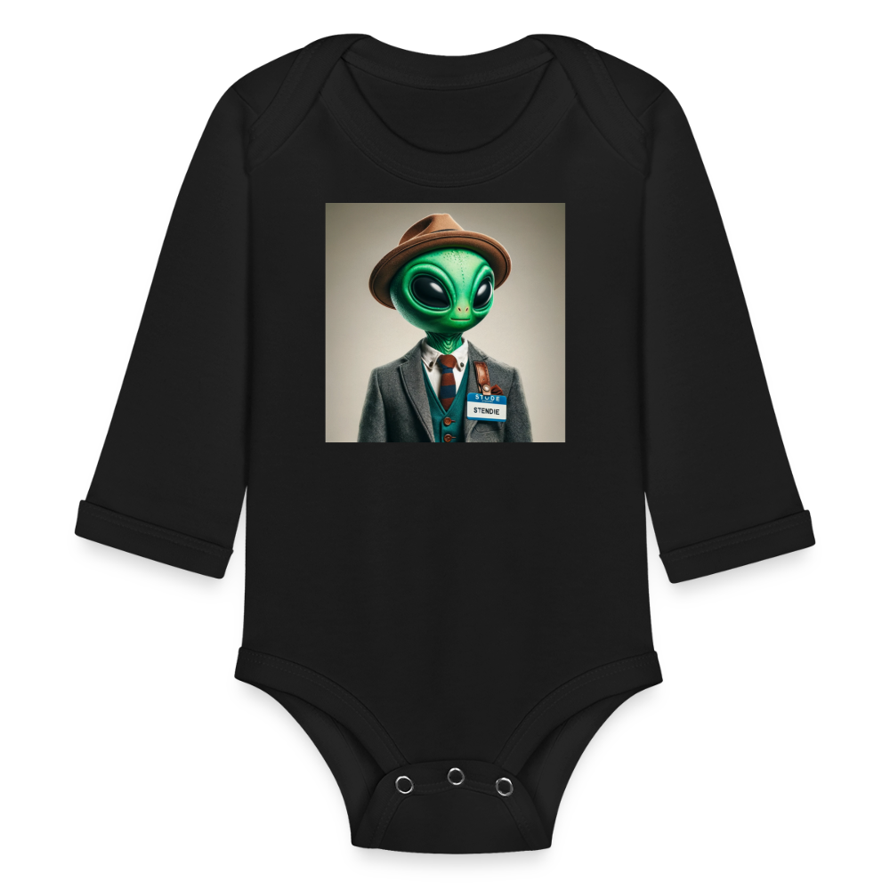 Cutest little Alien Long Sleeve Baby Bodysuit - black