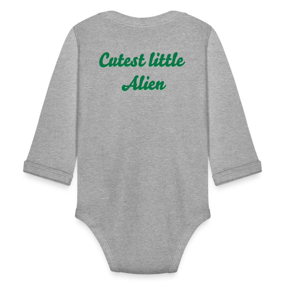 Cutest little Alien Long Sleeve Baby Bodysuit - heather grey
