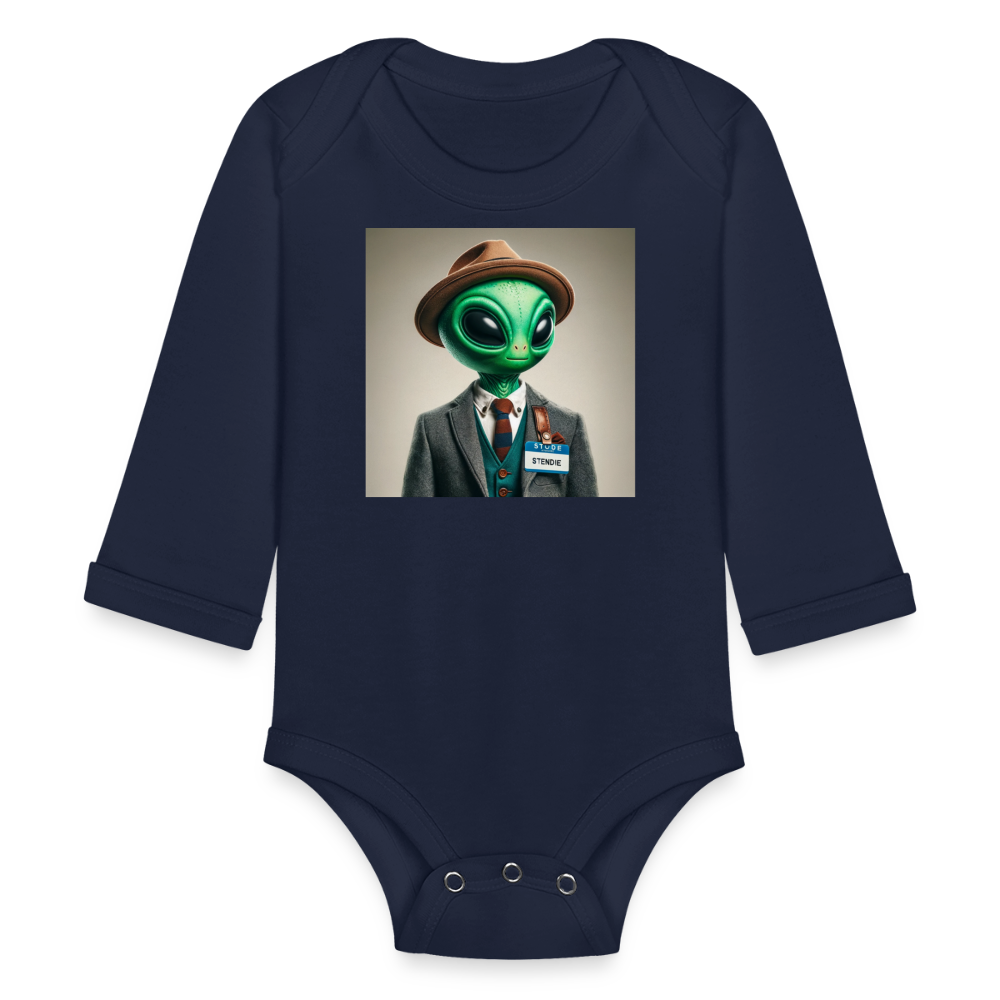 Cutest little Alien Long Sleeve Baby Bodysuit - dark navy