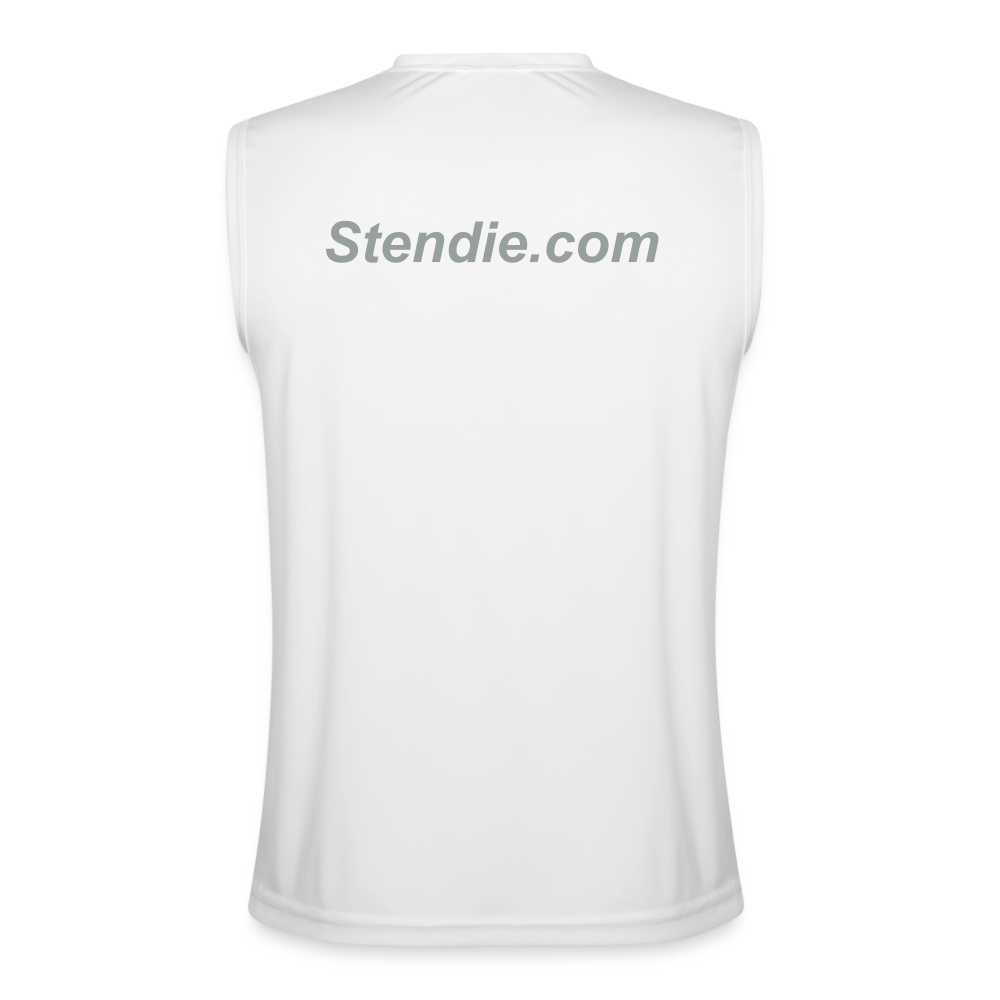 AI rendering of Stendie's R32 Men’s Performance Sleeveless Shirt - white